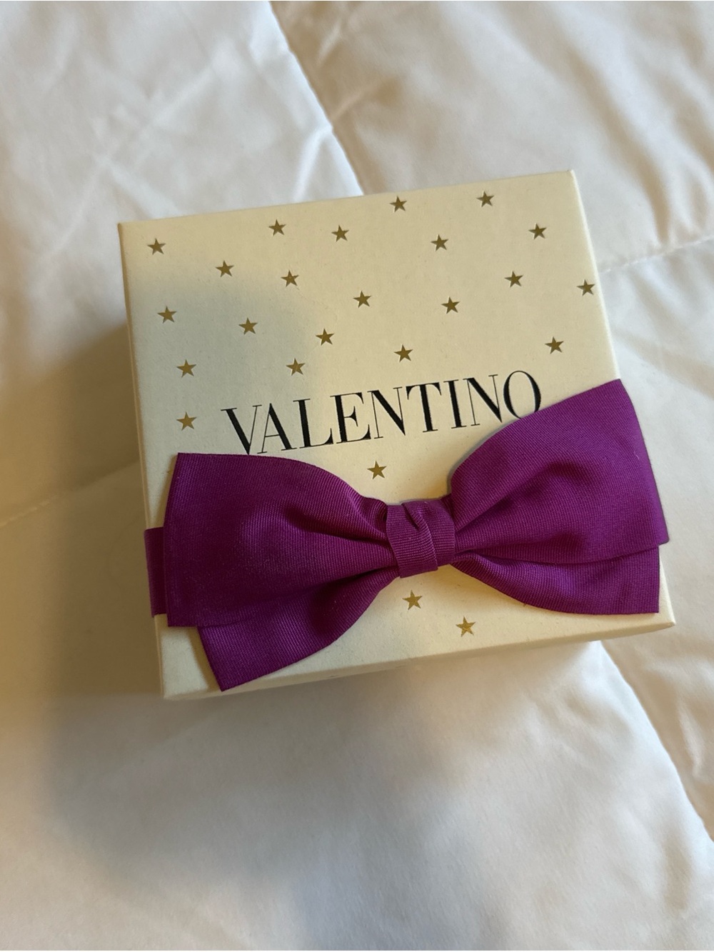 Valentino Cream Box with Purple Bow
